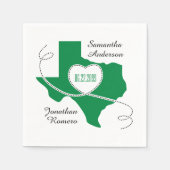 Grünes Texas Curling Ribbon Hochzeitdatum Serviette (Vorderseite)