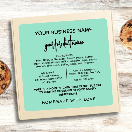 Grünes Texas Hütte Gesetz Lebensmitteletikett Quadratischer Aufkleber