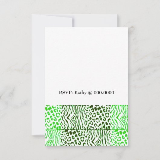 Grünes Tiermuster - Einladung zum Geburtstag (Rückseite)