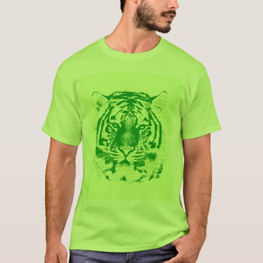 Grünes Tiger-Gesicht T-Shirt (Vorderseite)