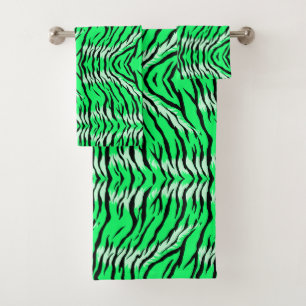 Grünes Tiger-Tierhaut-Musterdesign  Badhandtuch Set