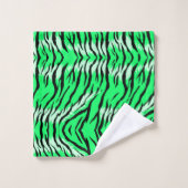 Grünes Tiger-Tierhaut-Musterdesign Badhandtuch Set (Waschlappen)
