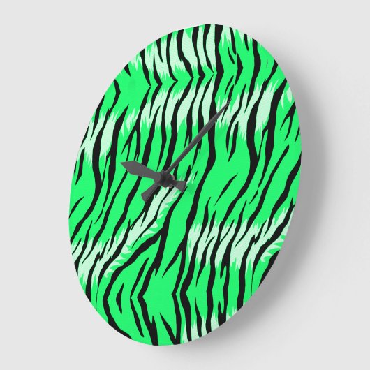 Grünes Tiger-Tierhaut-Musterdesign Große Wanduhr (Winkel)