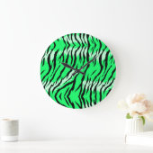 Grünes Tiger-Tierhaut-Musterdesign Große Wanduhr (Zuhause)