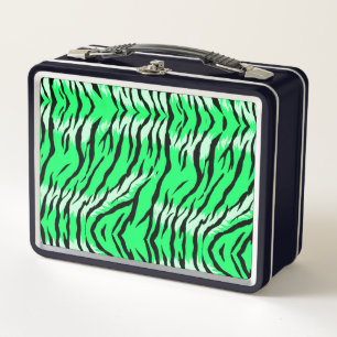 Grünes Tiger-Tierhaut-Musterdesign Metall Brotdose