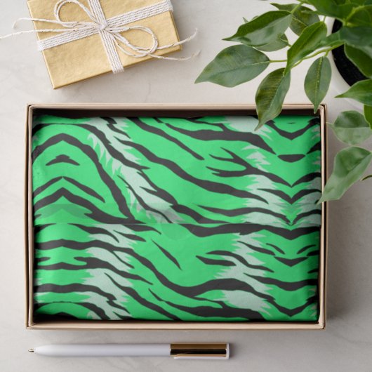 Grünes Tiger-Tierhaut-Musterdesign Seidenpapier (Geschenk)