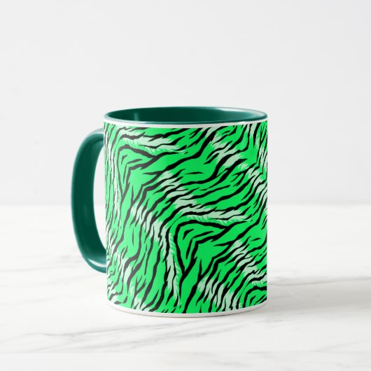 Grünes Tiger-Tierhaut-Musterdesign Tasse (Vorderseite Links)