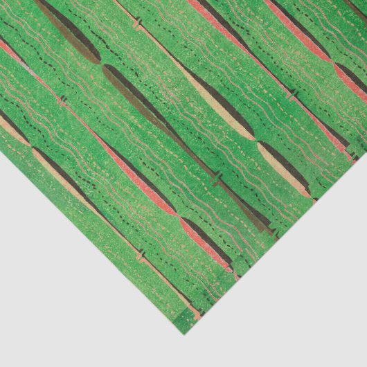 GRÜNES TISSUPAPIER JAPANISCHES WOODBLOCK PATTERN SEIDENPAPIER (Ausschnitt)