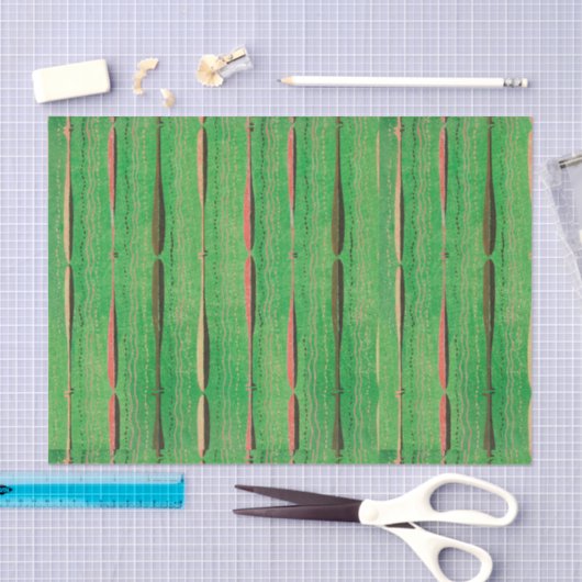 GRÜNES TISSUPAPIER JAPANISCHES WOODBLOCK PATTERN SEIDENPAPIER (Handwerk)