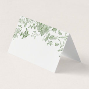 Grünes Toile De Jouy Platzkarte Tischdekoration