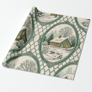Grünes Toile-Landhaus-Rahmen-Gittermuster Geschenkpapier