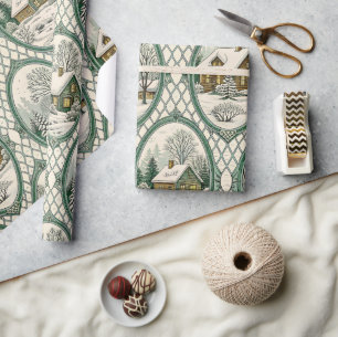 Grünes Toile-Landhaus-Rahmen-Gittermuster Geschenkpapier