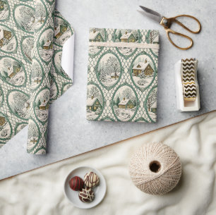 Grünes Toile-Landhaus-Rahmen-Gittermuster Geschenkpapier