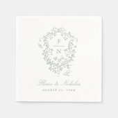 Grünes Toileis Hochzeitsbuch Napkins Chinoiserie C Serviette (Vorderseite)