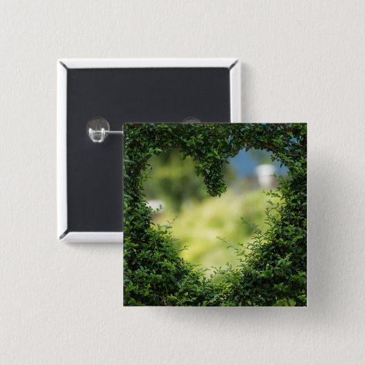 Grünes Topiary Heart Button (Vorne & Hinten)