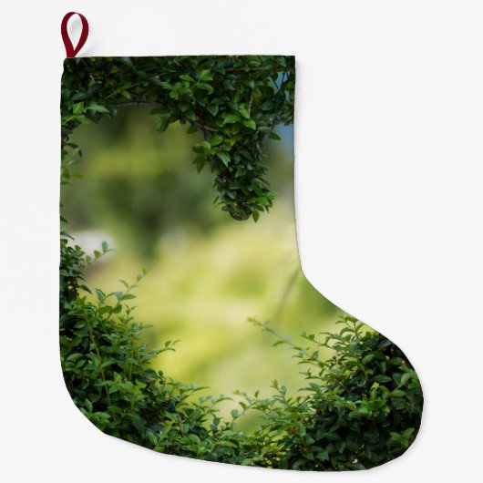 Grünes Topiary Heart Großer Weihnachtsstrumpf (Vorderseite)