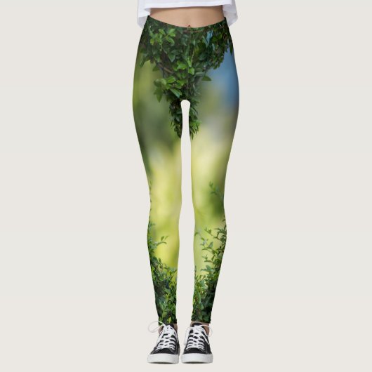 Grünes Topiary Heart Leggings (Vorderseite)