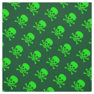 Grünes Totenkopf mit gekreuzter Knochen-Muster Stoff