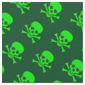 Grünes Totenkopf mit gekreuzter Knochen-Muster Stoff (Nahaufnahme)