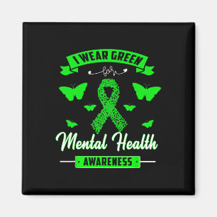 Grünes Tragen für Mental Health Awareness Ribbon P Magnet