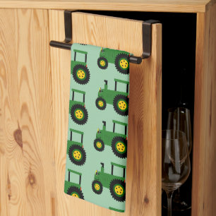 Grünes Traktor-Design mit beliebigem Hintergrundfa Geschirrtuch