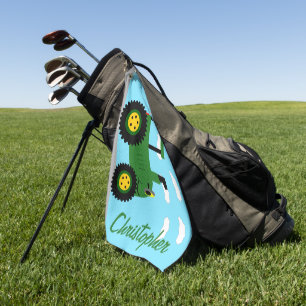 Grünes Traktor-Design personalisiert Golfhandtuch
