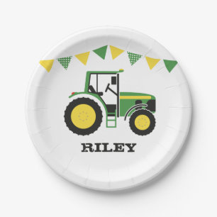 Grünes Traktor-Geburtstags-Party-Papierplatte Pappteller