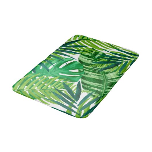 Grünes tropisches Blätter Badematte (Schrägansicht)