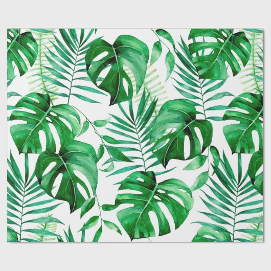 Grünes tropisches Blätter Geschenkpapier (Flach)