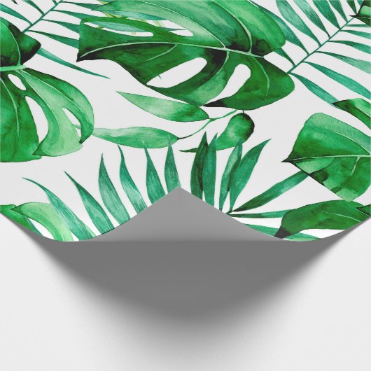 Grünes tropisches Blätter Geschenkpapier (Ecke)