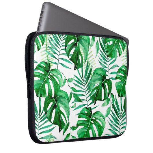 Grünes tropisches Blätter Laptopschutzhülle (Vorne Rechts)