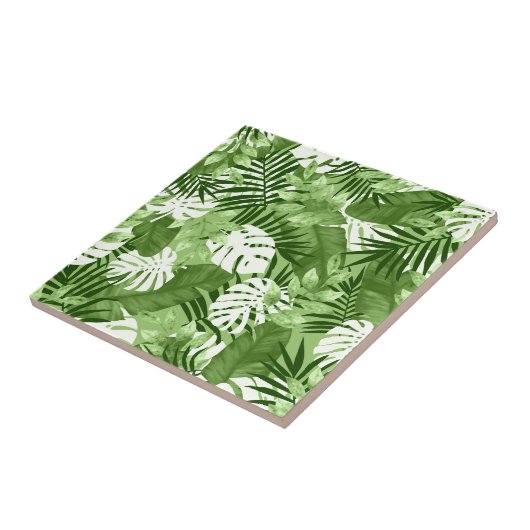Grünes tropisches Blätter-Muster Fliese (Seite)