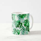 Grünes tropisches Blätter-Muster Kaffeetasse (VorderseiteRechts)