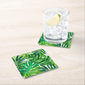Grünes tropisches Blätter Rechteckiger Pappuntersetzer (Vor Ort)