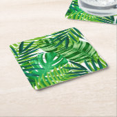 Grünes tropisches Blätter Rechteckiger Pappuntersetzer (angewinkelt)