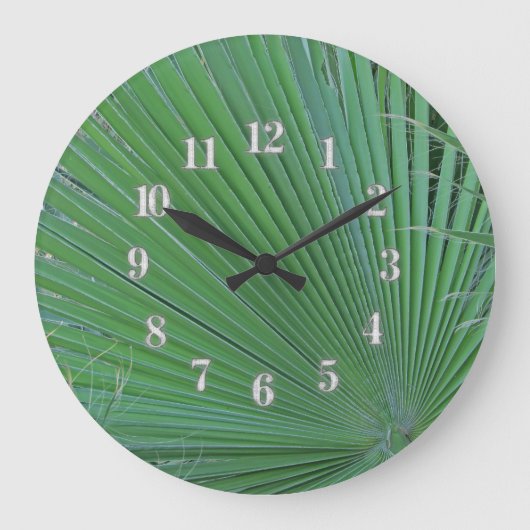 Grünes tropisches Leaf Foto Diagonal Abstrakte Blä Große Wanduhr (Vorderseite)
