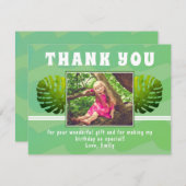 Grünes tropisches Leaf Wasserfarben Foto Geburtsta Dankeskarte (Vorne/Hinten)