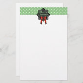 Grünes Tupfen-Weihnachten Briefpapier (Vorne/Hinten)