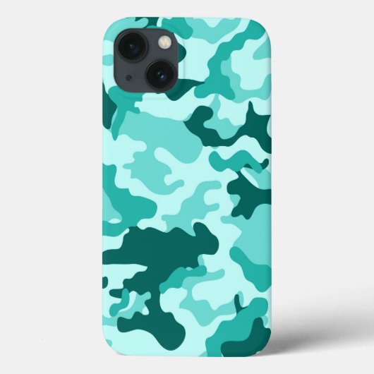 Grünes türkisfarbenes Camouflage-Muster Case-Mate iPhone Hülle (Rückseite)