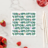 Grünes typografisches Happy Birthday-Muster  Serviette (Beispiel)