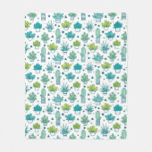 Grünes u. blaues Aquarellsucculent-Muster Fleecedecke (Vorderseite)