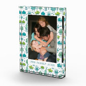 Grünes u. blaues Aquarellsucculent-Muster Fotoblock (Rechts)