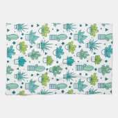 Grünes u. blaues Aquarellsucculent-Muster Handtuch (Horizontal)