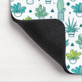 Grünes u. blaues Aquarellsucculent-Muster Mousepad (Ecke)