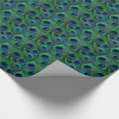 Grünes u. blaues Pfau-Feder-Geschenk-Packpapier Geschenkpapier (Ecke)