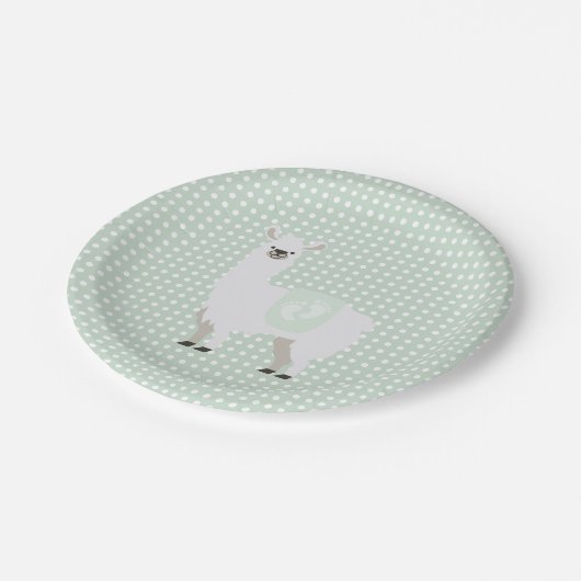 Grünes u. elfenbeinfarbenes Geschlechts-neutrale Pappteller (Schrägansicht)