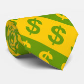 Grünes u. gelbes Dollar-Zeichen-gestreiftes Muster Krawatte (Gerollt)