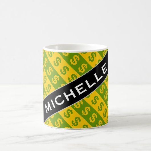 Grünes u. gelbes gestreiftes Muster der Kaffeetasse (Mittel)