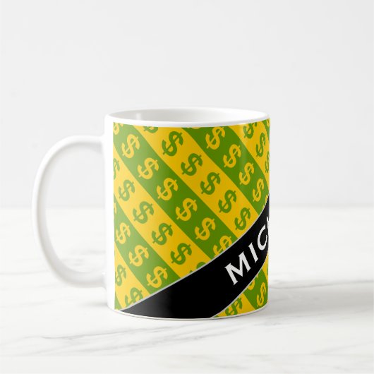 Grünes u. gelbes gestreiftes Muster der Kaffeetasse (Links)