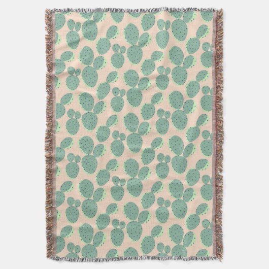 Grünes u. rosa Kaktus-Muster Decke (Vorderseite Vertikal)